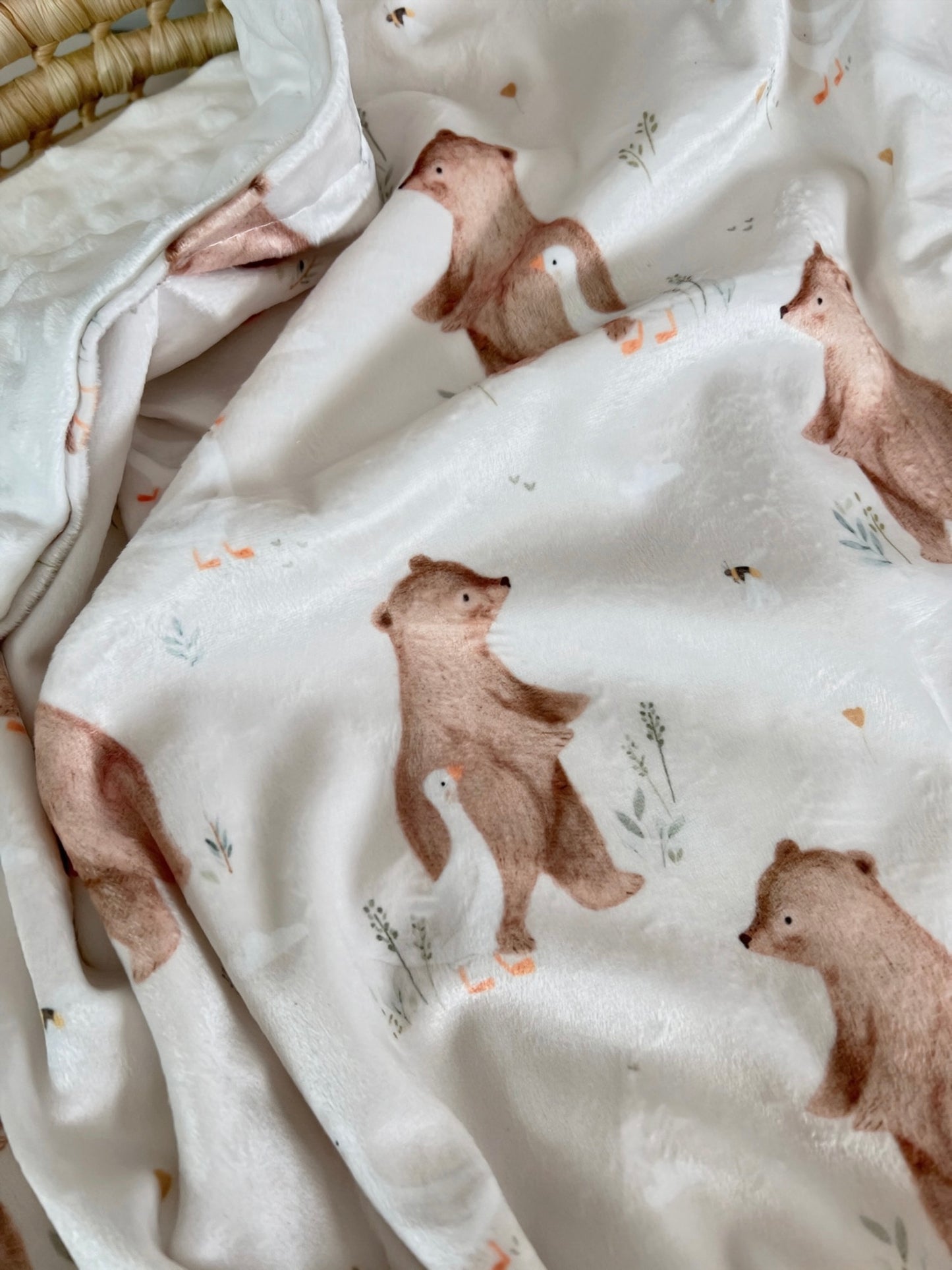 Minky blanket - Bear and goose