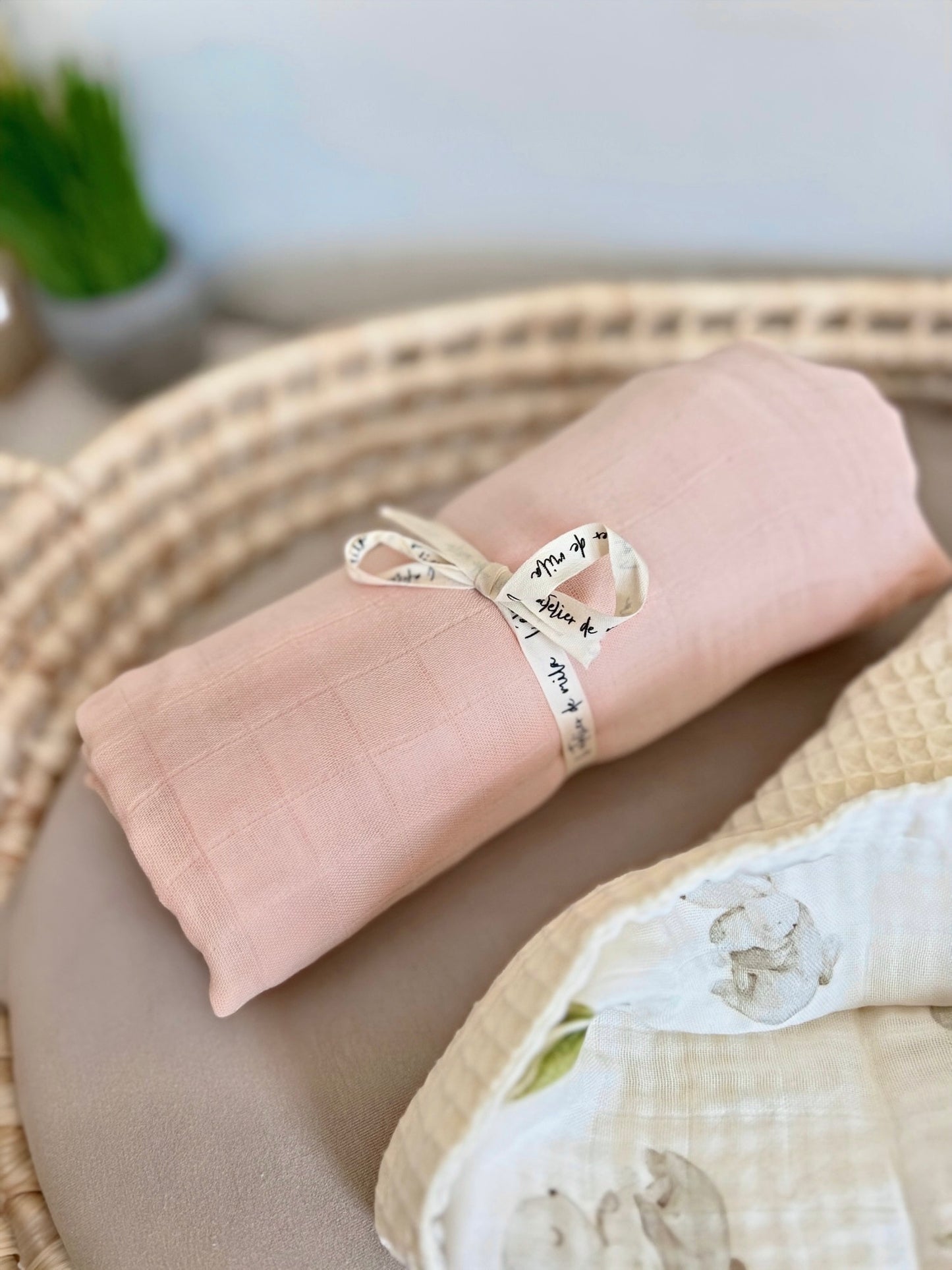 Duo mousseline + gaufrée lapine