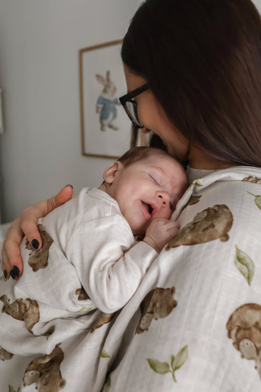 Waffle Blanket - Mom and baby bear