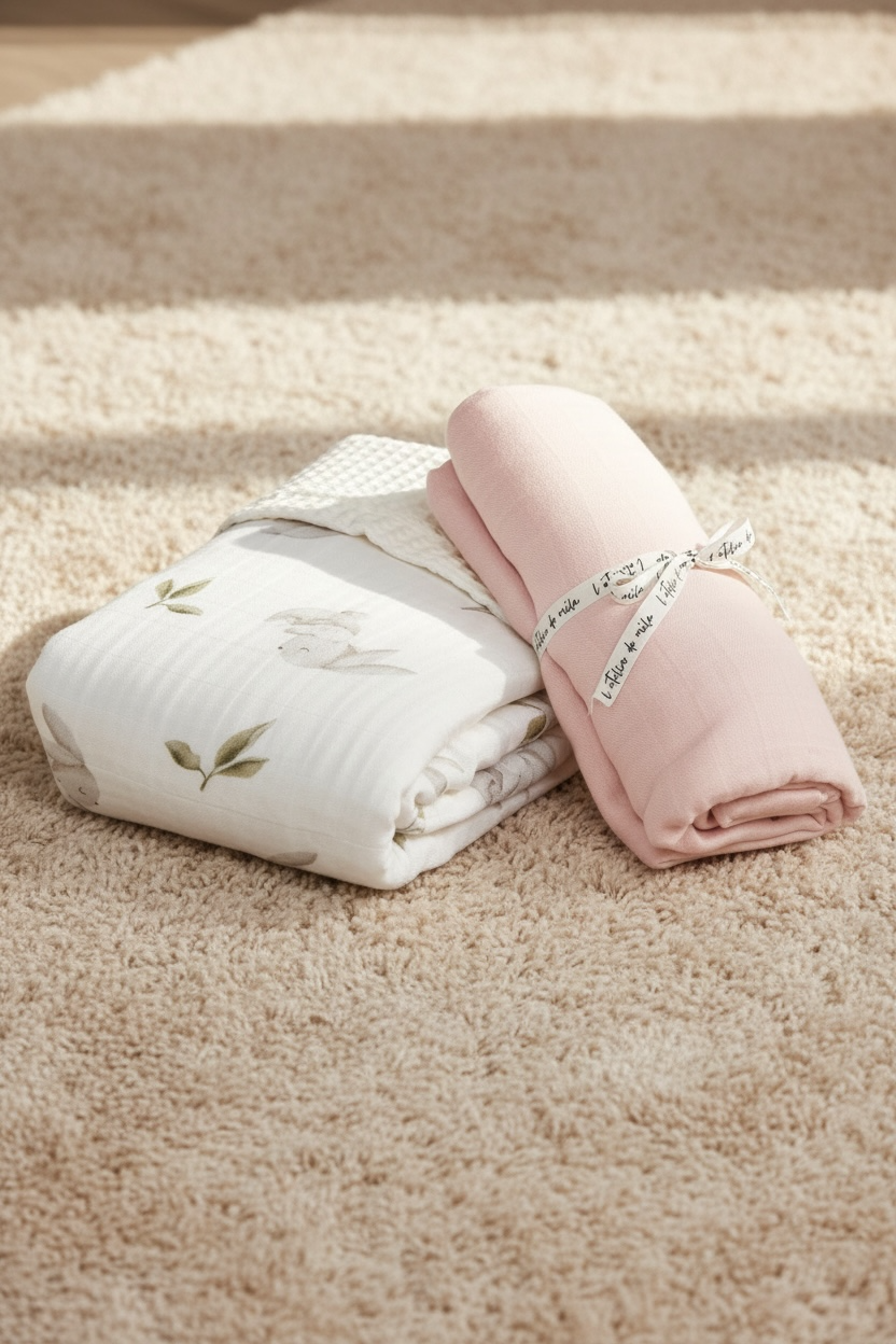 Duo mousseline + gaufrée lapine