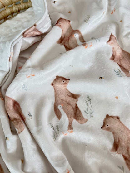 Minky blanket - Bear and goose