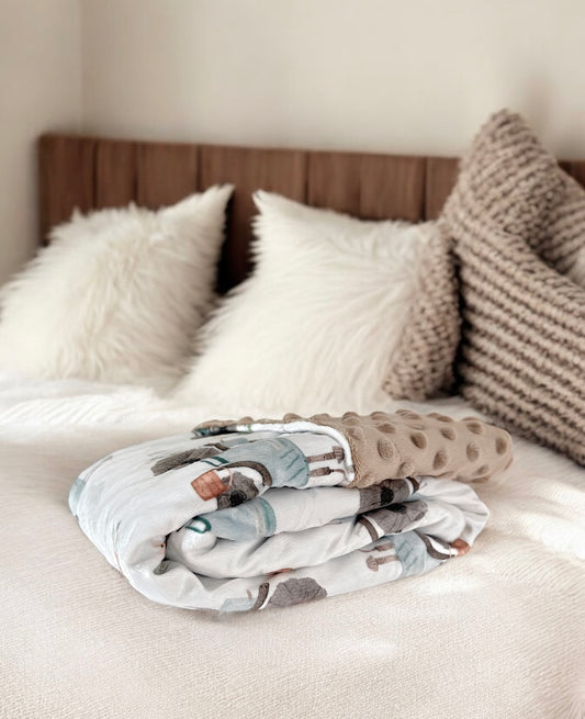 Minky Blanket - Blue Tractor