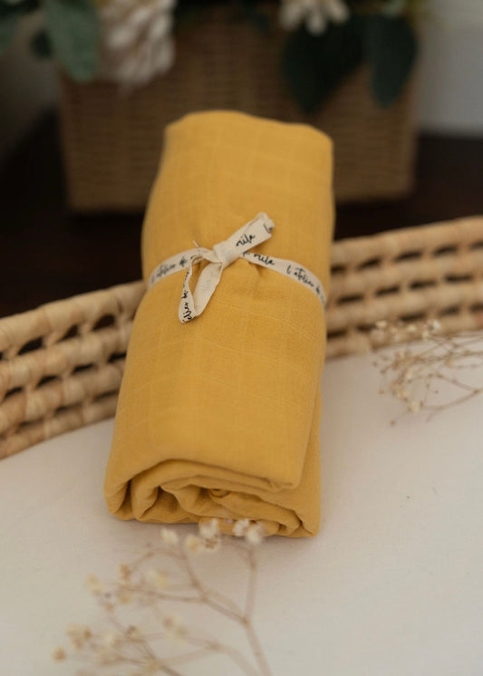 Couverture Mousseline - Jaune moutarde
