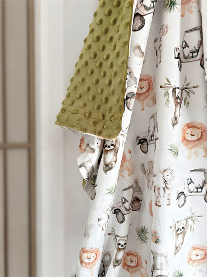 Minky blanket - Safari and trucks