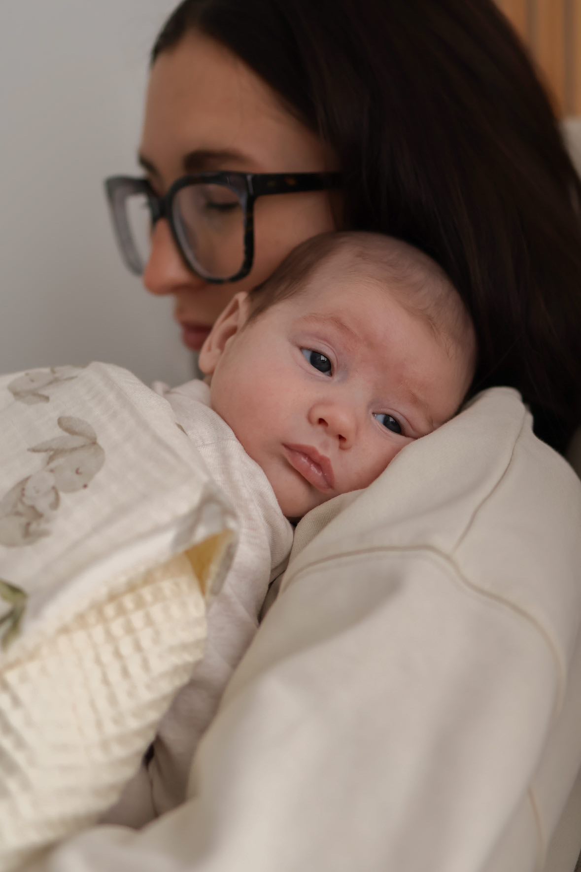 Couverture Gaufrée Doublée - Maman et bébé lapin beige