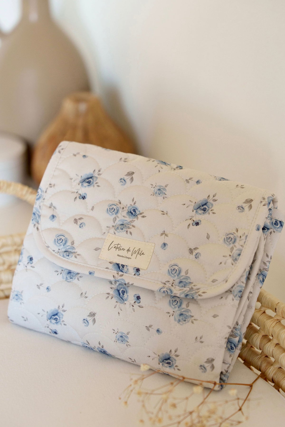 Matelas à langer - Fleurs Bleues